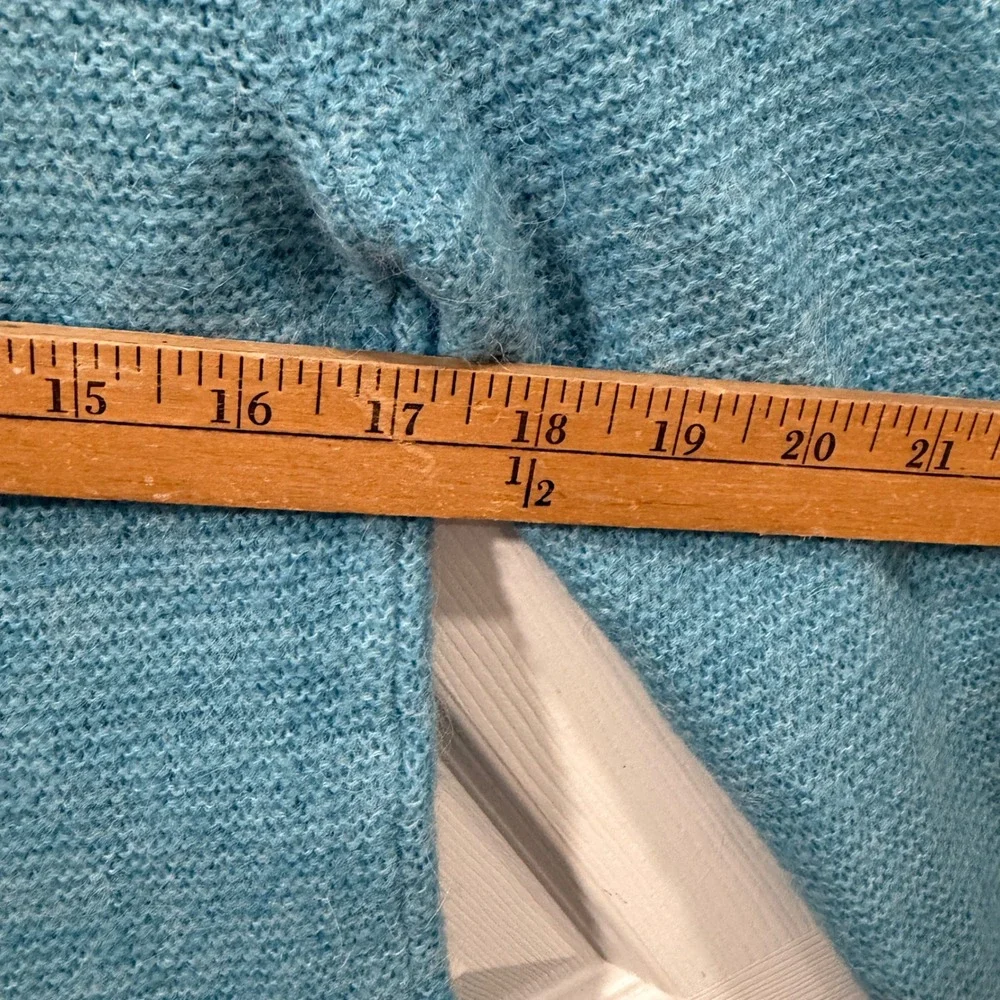J. Crew Blue Alpaca Blend‎ Ruffle Mock Neck Textured Knit Sweater Small